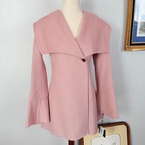 Pink wool blend jacket with bell sleeves